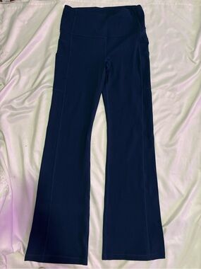Navy Flare Leggings - Women's High-Rise Stretch Pants